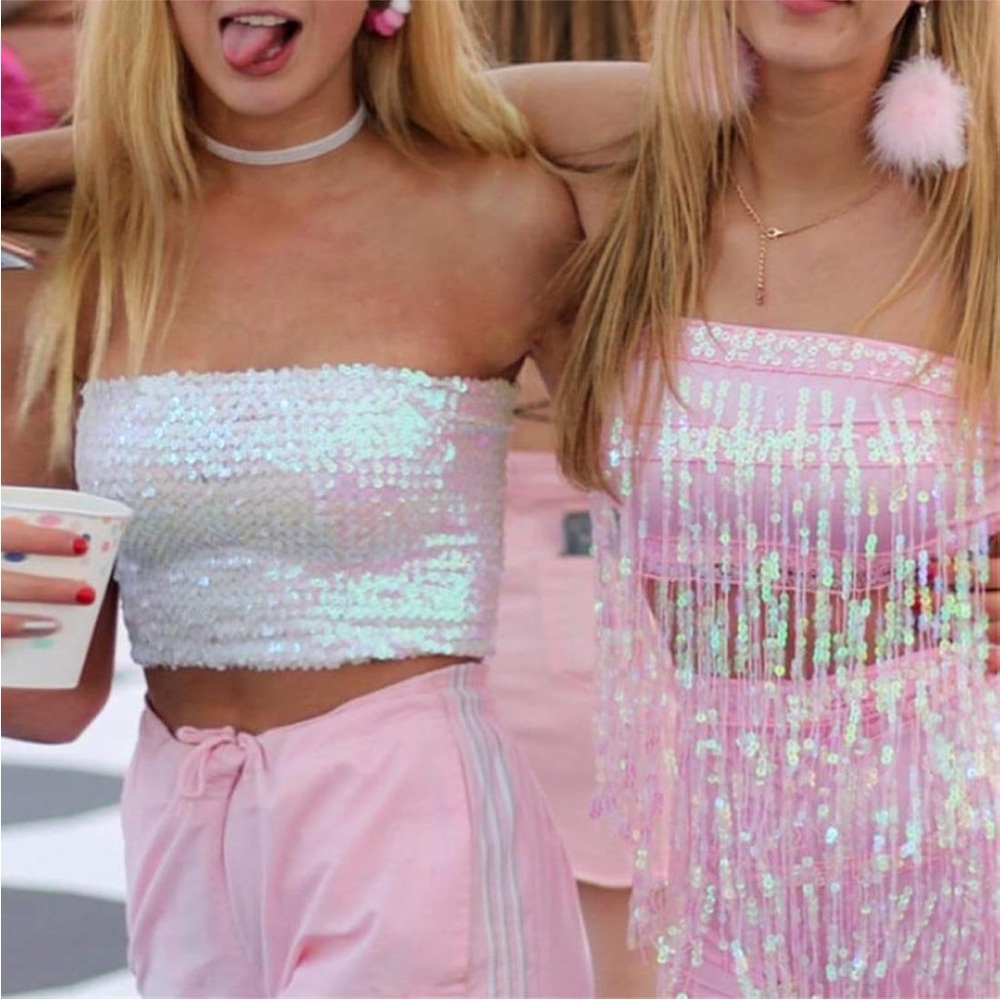Iridescent Sequin tube top